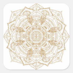 Wall sticker Mandala Flower Pattern Gold White