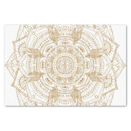Elegant White &amp; Gold Mandala Hand Drawn Design Tissue Paper