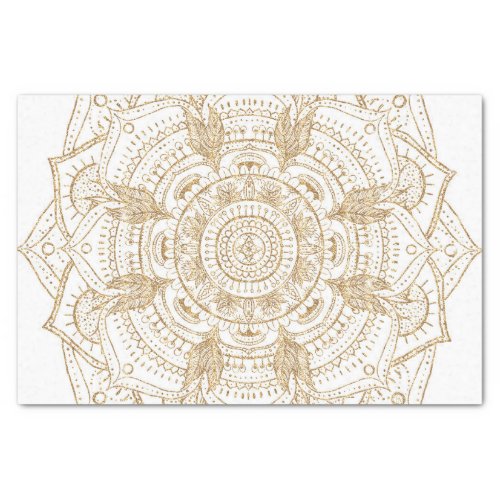Elegant White  Gold Mandala Hand Drawn Design Tissue Paper