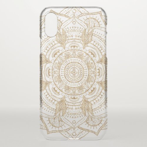 Elegant White  Gold Mandala Hand Drawn Design iPhone X Case