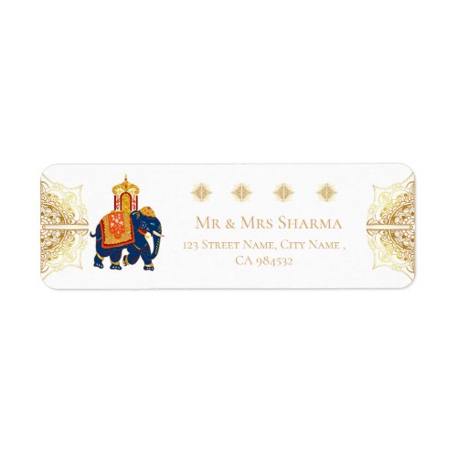 Elegant White Gold Mandala Indian Wedding Address Label