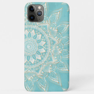 Elegant White Gold Mandala Sky Blue Design iPhone 11 Pro Max Case