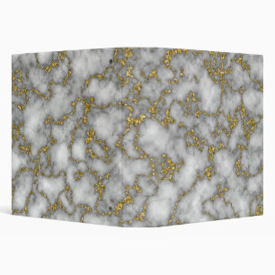 Elegant  White Gold Marble 3 Ring Binder