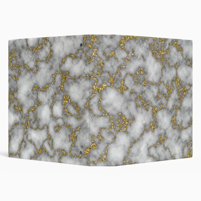 Elegant  White Gold Marble 3 Ring Binder (Background)