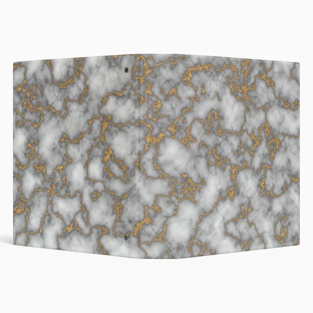 Elegant  White Gold Marble 3 Ring Binder (Background)