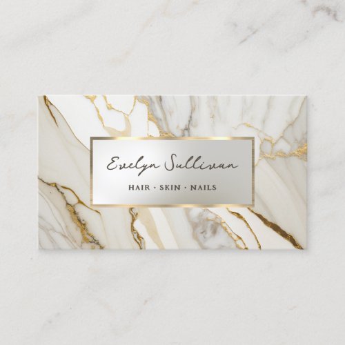 elegant white gold marble business card