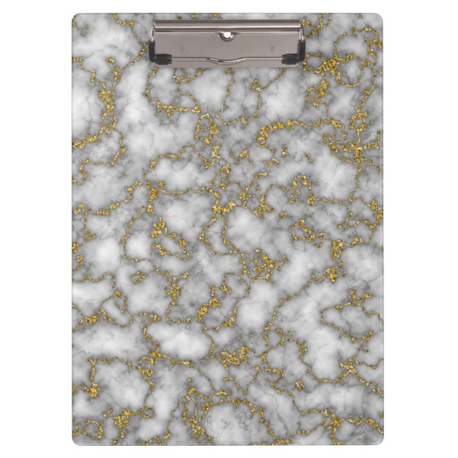 Elegant  White Gold Marble Clipboard (Front)