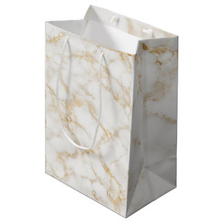 Elegant White & Gold Marble Gift Bag