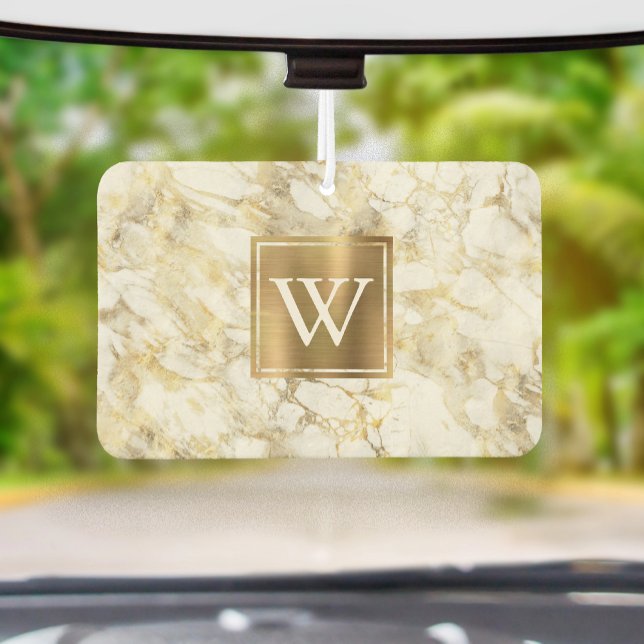 Elegant White Gold Marble Monogram Air Freshener (Creator Uploaded)