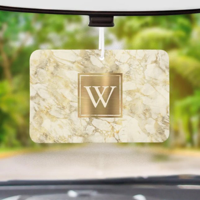 Elegant White Gold Marble Monogram Air Freshener (Creator Uploaded)