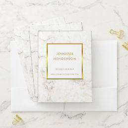 Elegant white gold marble professional pocket folder