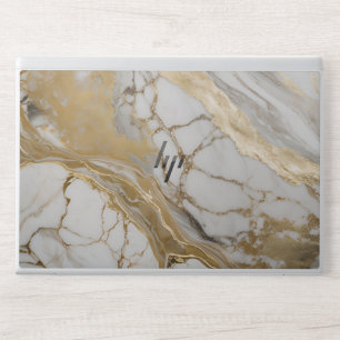 Elegant white gold marble stone Laptop skin