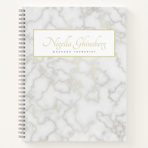 Elegant White  Gold Marble Texture Custom Notebook