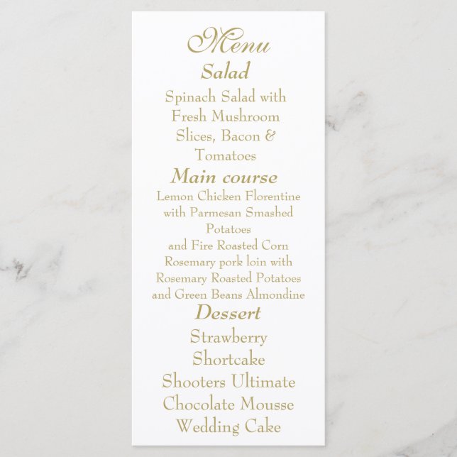 Elegant White & Gold Menu card (Front)