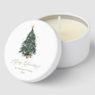 Elegant White Gold Merry Christmas Mini Candle Favors