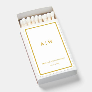 Elegant White Gold Minimal Wedding Match Box