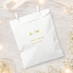 Elegant White Gold Minimal Wedding Match Box Favor Bag