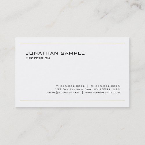 Elegant White Gold Modern Minimalist Template Business Card