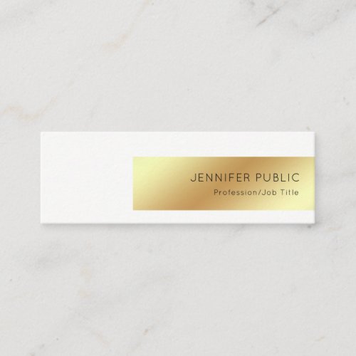 Elegant White Gold Modern Professional Chic Simple Mini Business Card