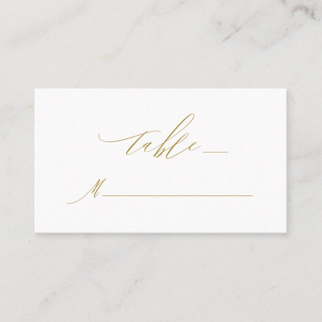 Elegant White Gold Modern Script Monogram Wedding Place Card (Front)