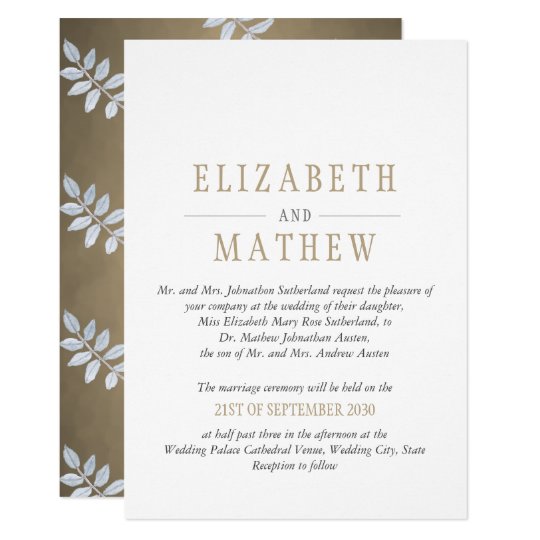 Elegant White Gold Modern Wedding Invitation | Zazzle.com