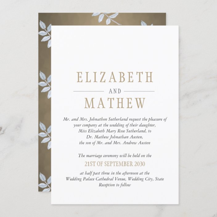 Elegant White Gold Modern Wedding Invitation | Zazzle.com