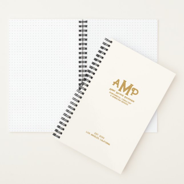 Elegant White Gold Monogram Bullet Page Journal (Inside)
