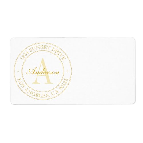 Elegant White  Gold Monogram Label