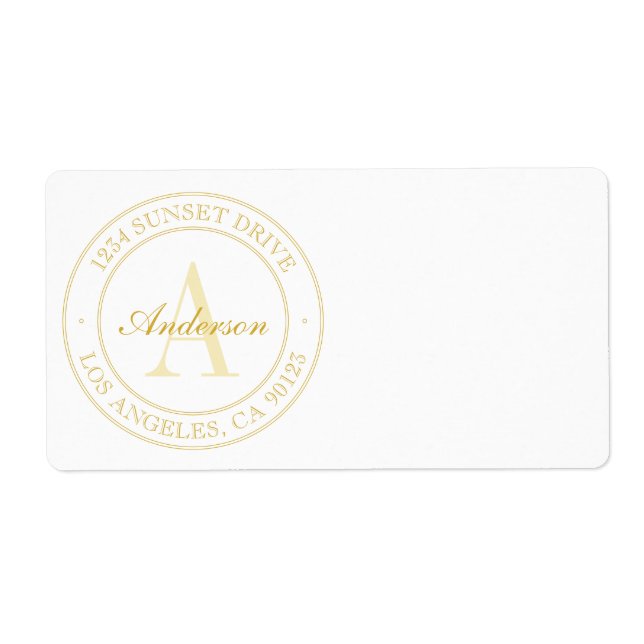 Elegant White & Gold Monogram Label (Front)