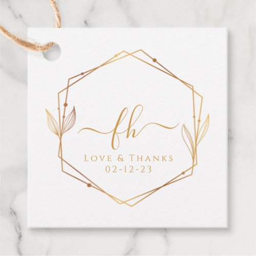 Elegant White Gold Monogrammed Thank You Wedding Favor Tags