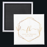 Elegant White Gold Monogrammed Thank You Wedding Magnet<br><div class="desc">Make sure your guests never forget your special day with these elegant wedding magnets. Featuring a luxurious white and gold design, these magnets are the perfect addition to any wedding favor bag or welcome package. The monogrammed initials of the happy couple are prominently displayed, along with the thank you note...</div>