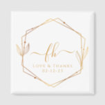 Elegant White Gold Monogrammed Thank You Wedding Magnet<br><div class="desc">Make sure your guests never forget your special day with these elegant wedding magnets. Featuring a luxurious white and gold design, these magnets are the perfect addition to any wedding favor bag or welcome package. The monogrammed initials of the happy couple are prominently displayed, along with the thank you note...</div>