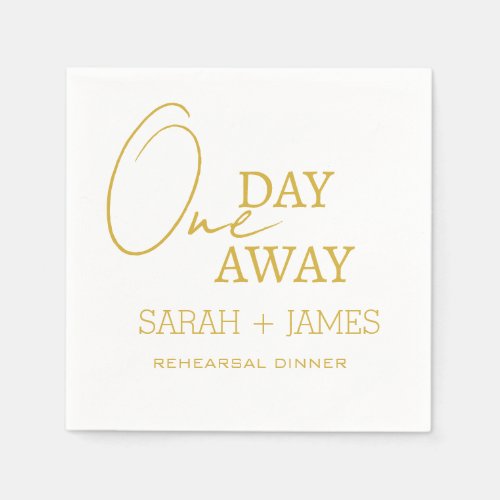 Elegant White Gold One Day Away Rehearsal Dinner  Napkins