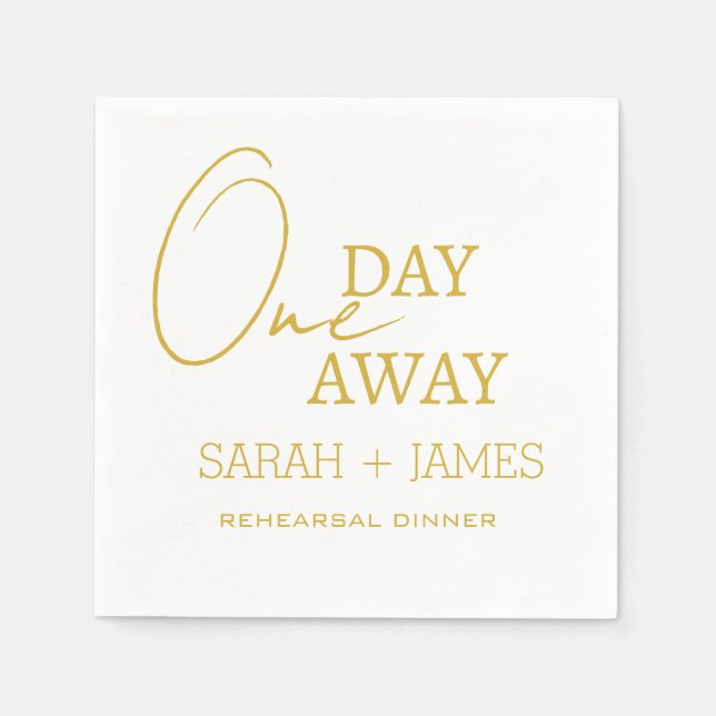 Elegant White Gold One Day Away Rehearsal Dinner  Napkins (Front)