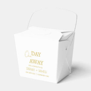 Elegant White Gold One Day Away Wedding Favor Boxes