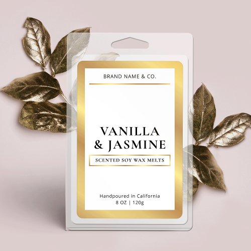 Elegant White  Gold Packaging Wax Melts Label