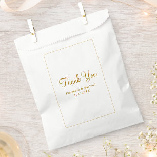 Elegant White Gold Personalized Thank You Favor Bag