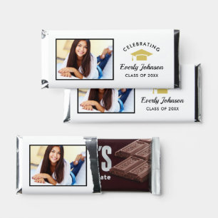 Elegant White Gold Photo Graduate Hershey Bar Favors
