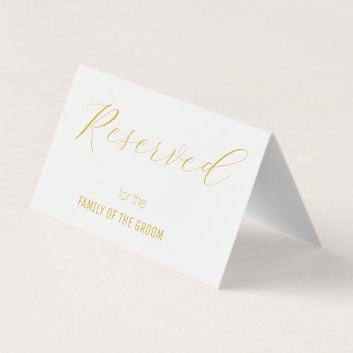 Elegant White Gold Reserved Wedding Place Card