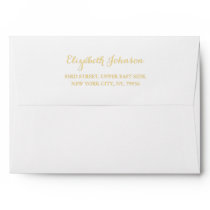 Elegant White Gold Script Name Return Address 5x7 Envelope Elegant White Gold Script Name Return Address 5x7 Envelope