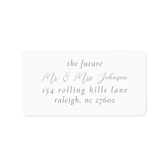 Elegant White Gold Script Wedding Return Address Label (Front)