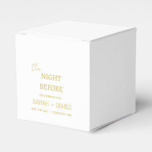 Elegant White & Gold the Night Before Wedding Favor Boxes