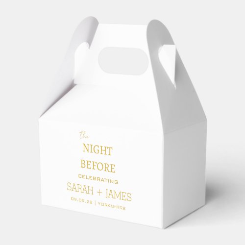 Elegant White  Gold The Night Before Wedding  Favor Boxes