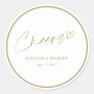 Elegant White & Gold Wedding Cheers Hand Lettering