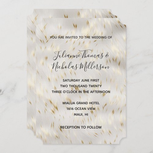 Elegant White Gold Wedding Invitation