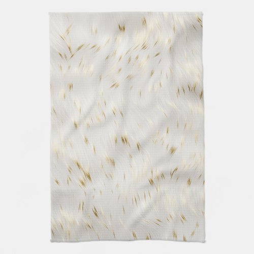 Elegant White Gold Wedding Kitchen Towel