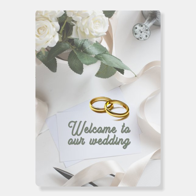 Elegant White & Gold Wedding Poster  (Front)