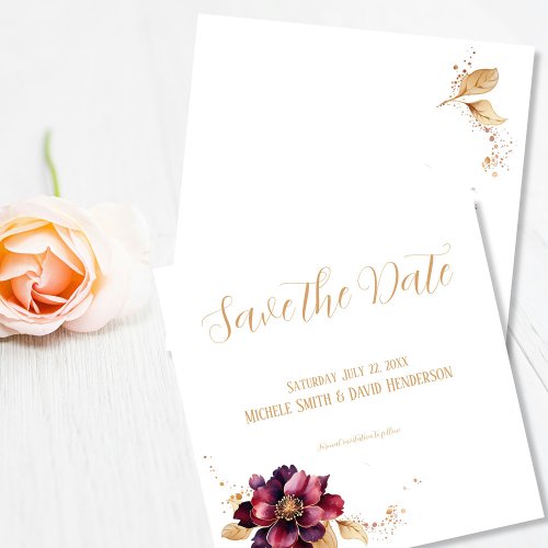 Elegant White Golden Burgundy Save the date  Invitation