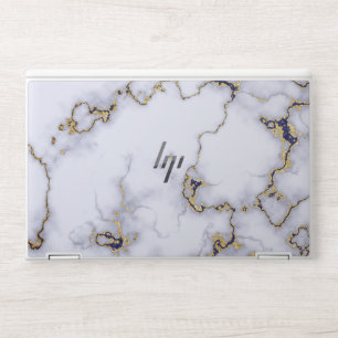 Elegant white & golden marble HP laptop skin