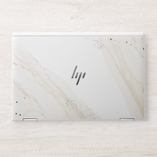  Elegant White Golden Marble Laptop skin  (Front)
